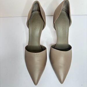 Vince d'Orsay Pumps Leather Taupe Pointed Toe Stiletto Womens